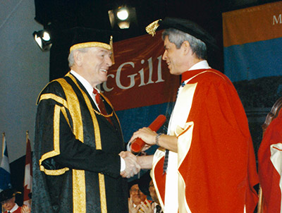 Lorne Trottier receiving his honorary doctorate from McGill University