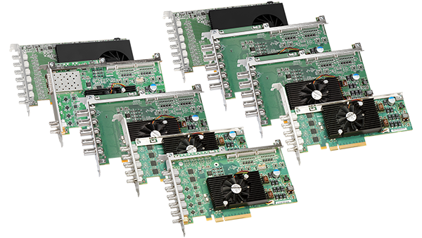 Matrox Video SDI I/O cards shown at an angle